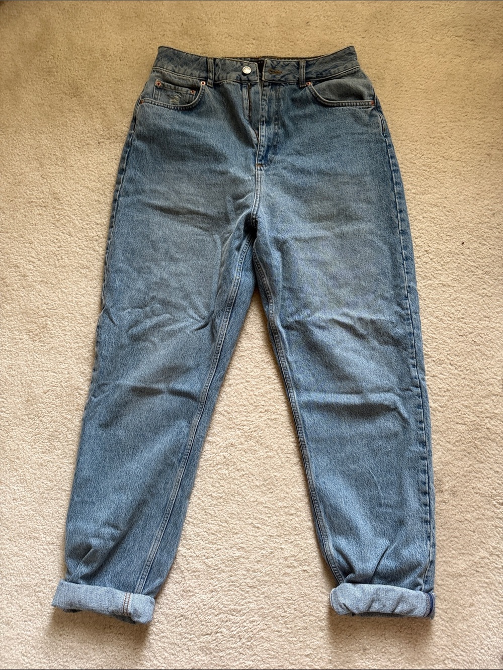 ASOS High-Waist Blue Denim Jeans Medium Wash